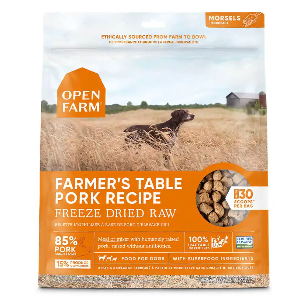 Open Farm Dog Freeze Dried Raw Farmer's Table Pork Morsels 13.5 oz