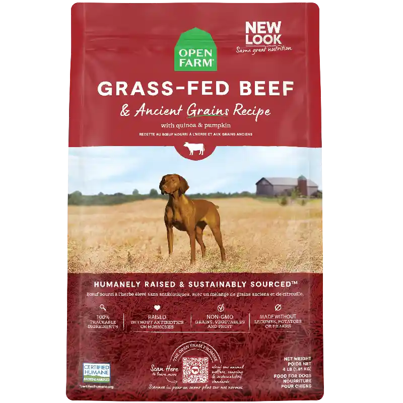 Open Farm Dog Grass Fed Beef & Ancient Grains Kibble 22 lb