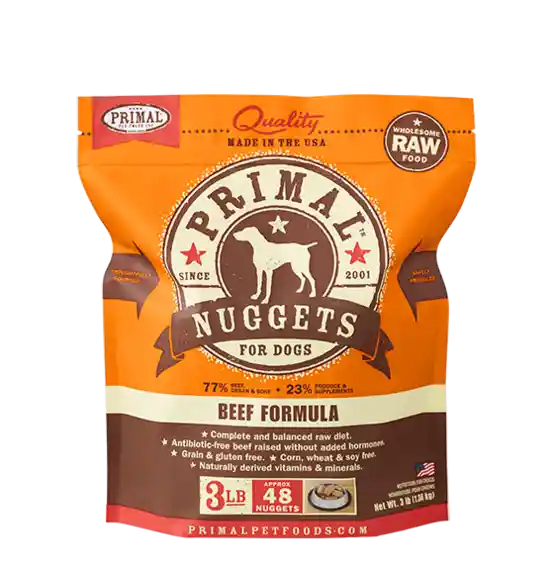 Primal Dog Raw Frzn Beef Nuggets 3 lb