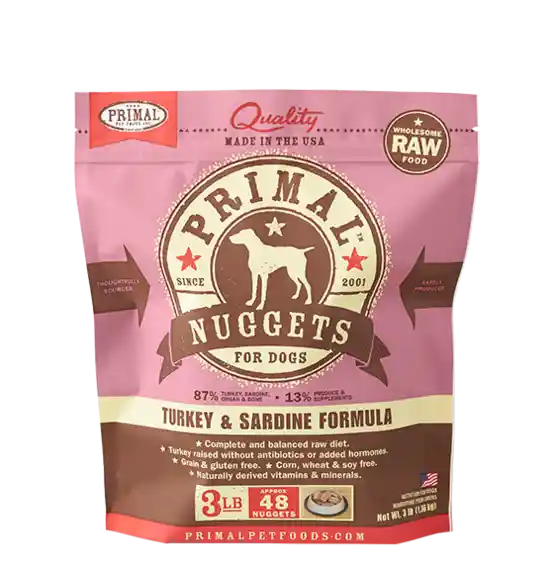 Primal Dog Raw Frzn Turkey & Sardine Nuggets 3 lb