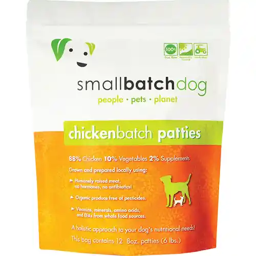 Smallbatch Dog Raw Frzn Chicken Patties 6 lb