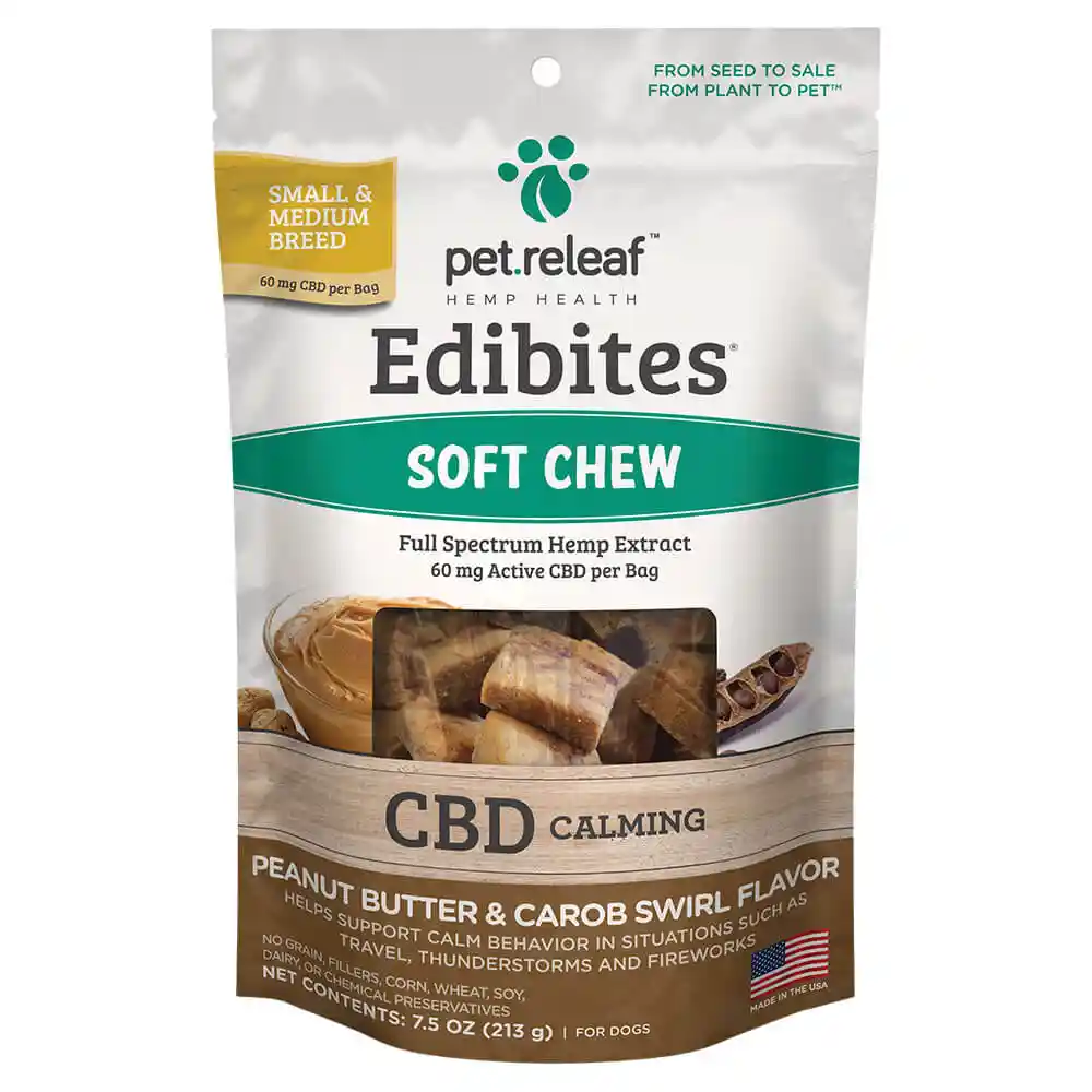 Pet Releaf Dog Daily Releaf Stress Soft Chew Peanut Butter & Carob Small 7.5 oz
