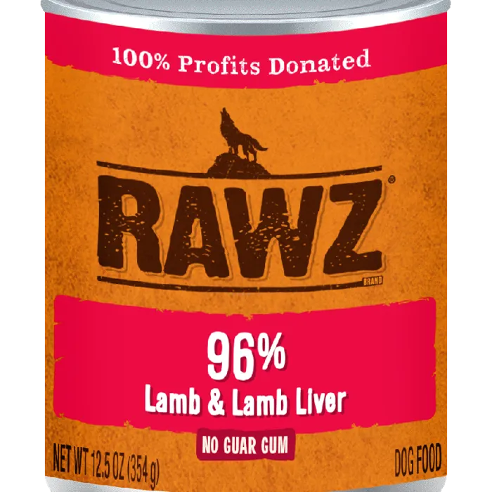 Rawz Dog GF 96% Lamb & Liver Pate Can 12.5 oz