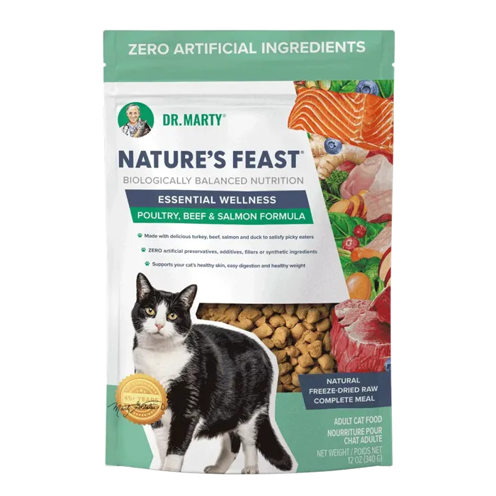 Dr. Marty Nature's Feast Essential Wellness Beef, Salmon & Poultry Freeze-dried Cat Food 5.5-oz